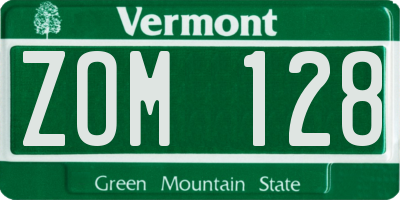 VT license plate ZOM128
