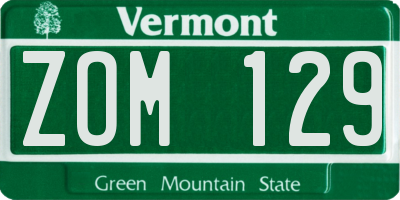 VT license plate ZOM129