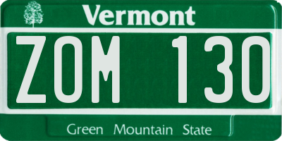 VT license plate ZOM130