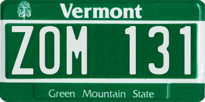 VT license plate ZOM131