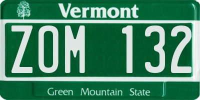 VT license plate ZOM132