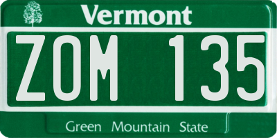 VT license plate ZOM135