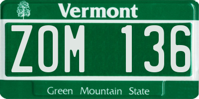 VT license plate ZOM136