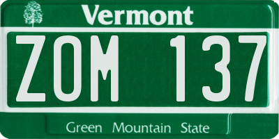 VT license plate ZOM137