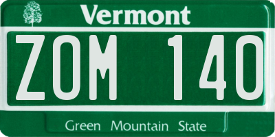 VT license plate ZOM140