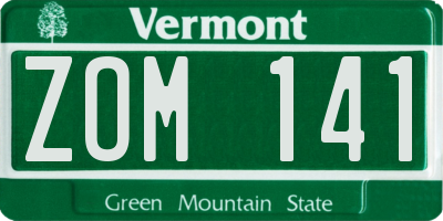 VT license plate ZOM141