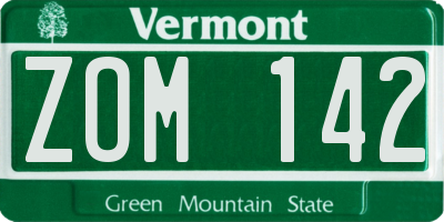VT license plate ZOM142