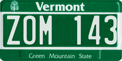 VT license plate ZOM143