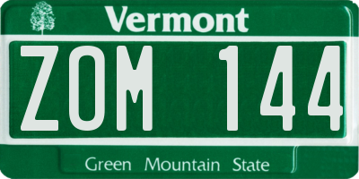 VT license plate ZOM144