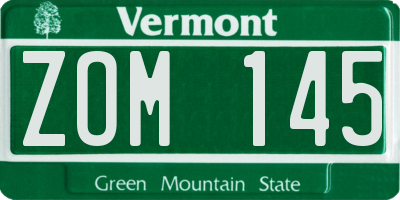 VT license plate ZOM145