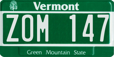 VT license plate ZOM147