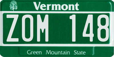 VT license plate ZOM148