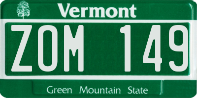 VT license plate ZOM149