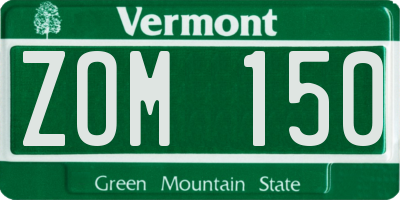 VT license plate ZOM150