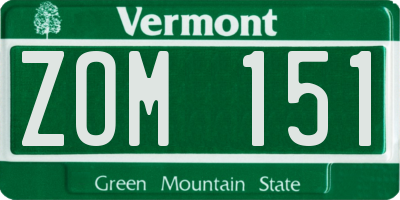 VT license plate ZOM151