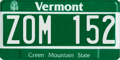VT license plate ZOM152