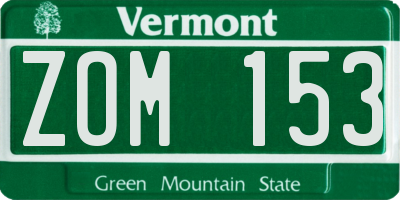 VT license plate ZOM153