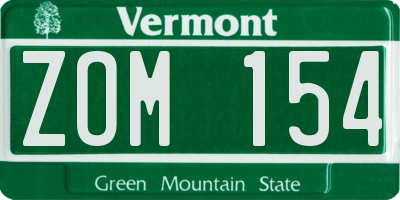 VT license plate ZOM154