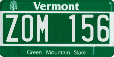 VT license plate ZOM156