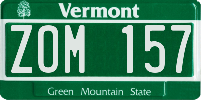 VT license plate ZOM157