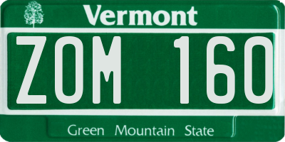VT license plate ZOM160