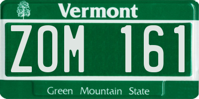 VT license plate ZOM161