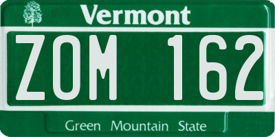 VT license plate ZOM162