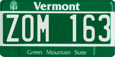 VT license plate ZOM163