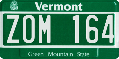 VT license plate ZOM164