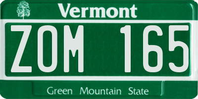 VT license plate ZOM165