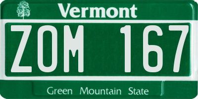 VT license plate ZOM167