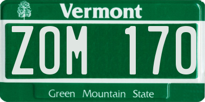 VT license plate ZOM170
