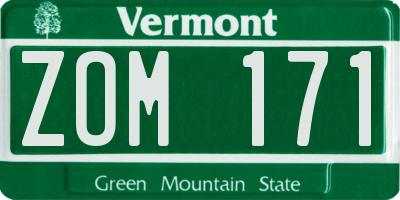 VT license plate ZOM171