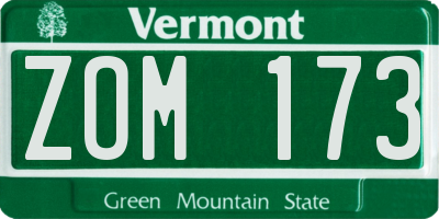 VT license plate ZOM173