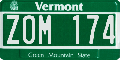 VT license plate ZOM174
