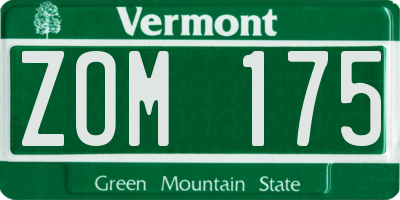 VT license plate ZOM175