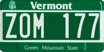 VT license plate ZOM177