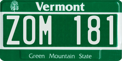 VT license plate ZOM181