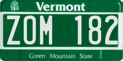 VT license plate ZOM182