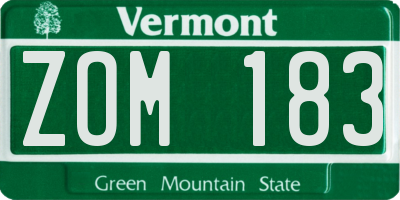 VT license plate ZOM183