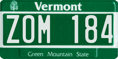 VT license plate ZOM184