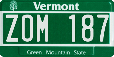 VT license plate ZOM187