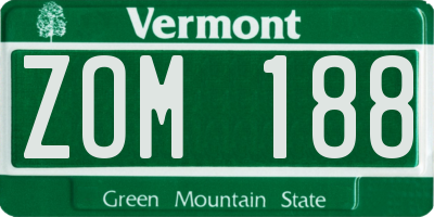 VT license plate ZOM188