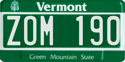 VT license plate ZOM190