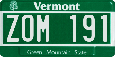 VT license plate ZOM191