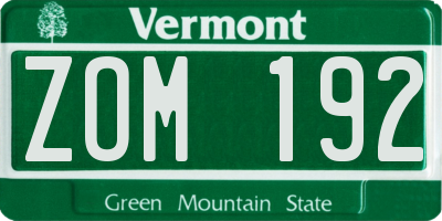 VT license plate ZOM192