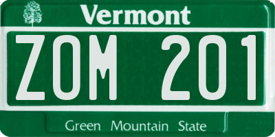 VT license plate ZOM201