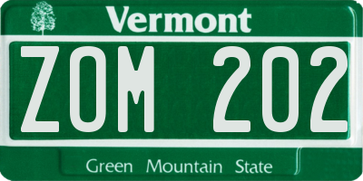 VT license plate ZOM202
