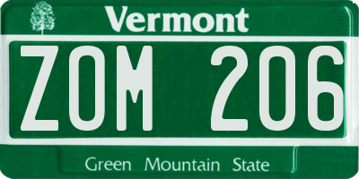 VT license plate ZOM206