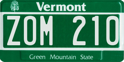 VT license plate ZOM210
